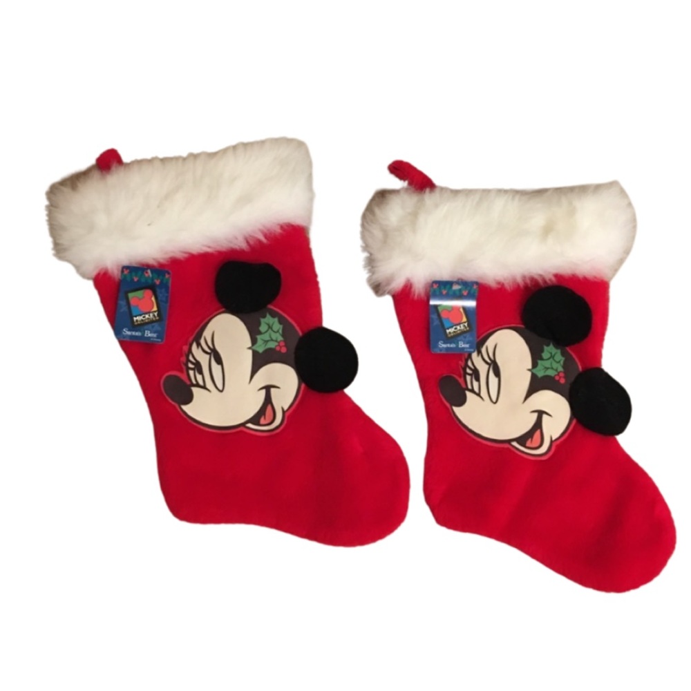 NWT 2 Disney Minnie Mouse Christmas stockings red